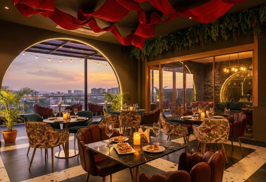 Happy guests socializing